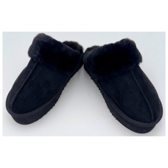 NWT-Designer Inspired Black Suede Fur Lined Platform Mules - 40/9 - Picture 3 of 8